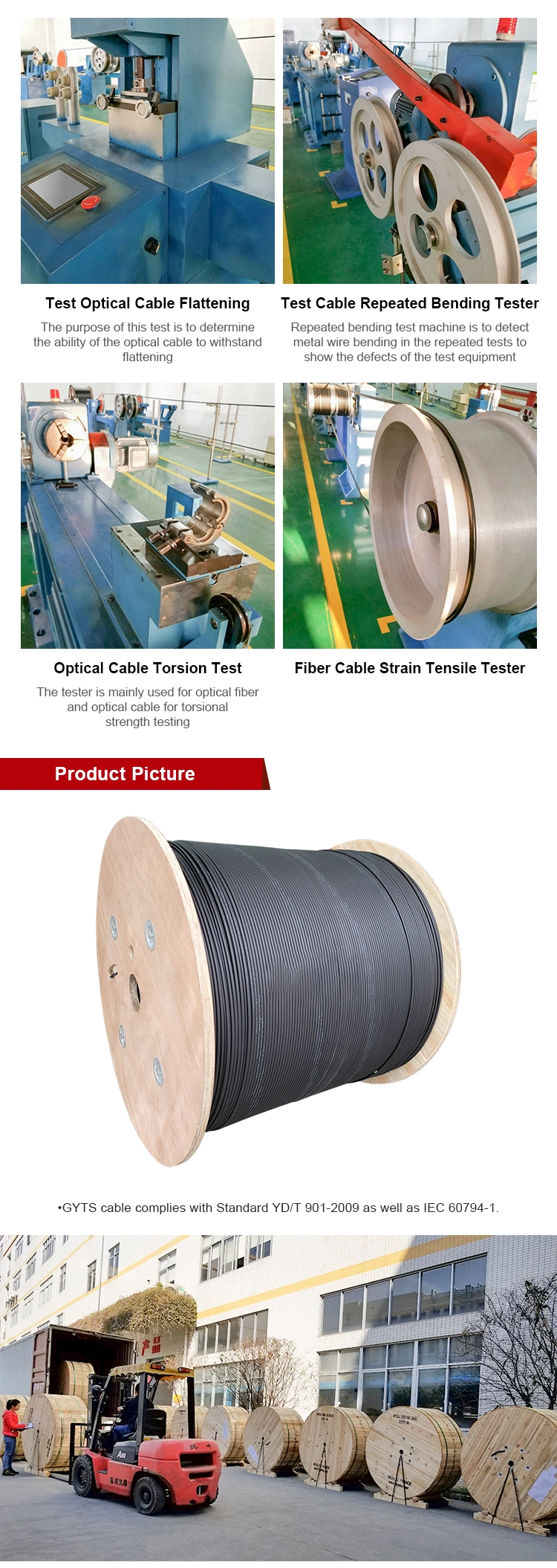 12/24/48/72 Core GYTS Aerial/Duct/Direct Buried Armoured Fiber Optic/Optical Cable
